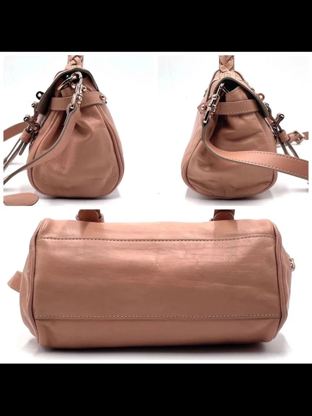 Mulberry Blush Pink Leather Satchel with Gold Hardware